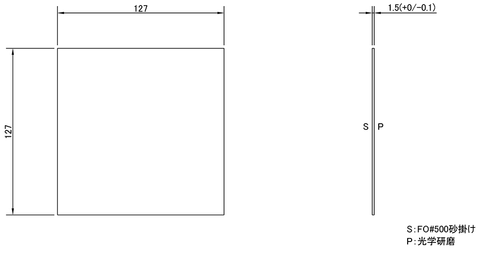 合成石英拡散板　図面：F500-S127
